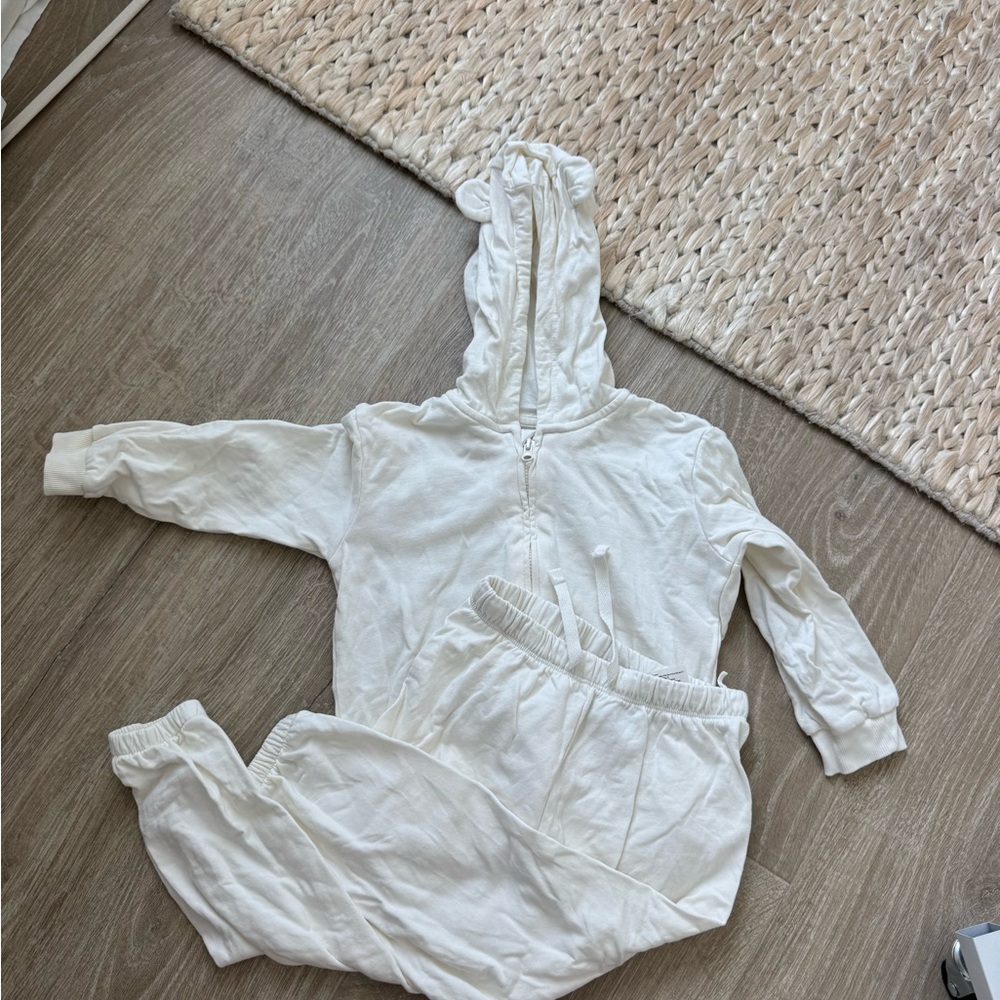 Cozy White Hooded Sweat Set